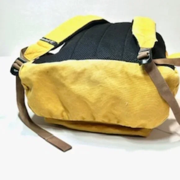 Timberland Backpack Double Strap Logo Front Pocket Mustard Yellow Black Accents - Picture 12 of 16
